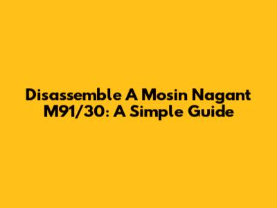 Disassemble A Mosin Nagant M91/30: A Simple Guide