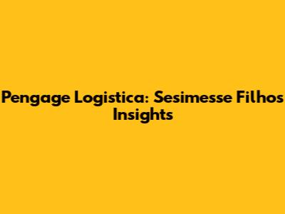 Pengage Logistica: Sesimesse Filho's Insights